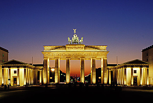 勃兰登堡,大门,夜晚,柏林,德国,欧洲