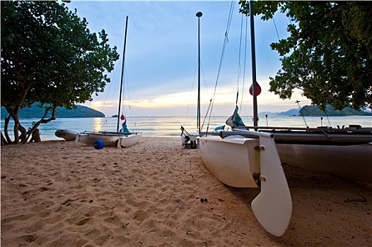 船,海滩,兰卡威,马来西亚