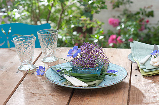 玻璃碗,葱属植物,蒜,花,天竺葵
