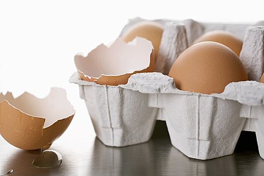 蛋,鸡蛋格,一个,空,蛋壳
