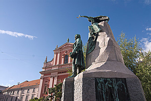 斯洛文尼亚,卢布尔雅那,圣芳济修会,教堂,雄伟,雕塑