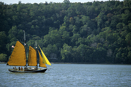 纽约,哈得逊河,帆船,靠近