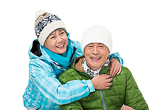 老年夫妇冬季旅游