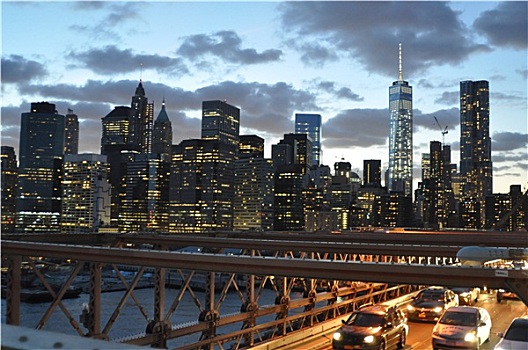 纽约,天际线,布鲁克林大桥