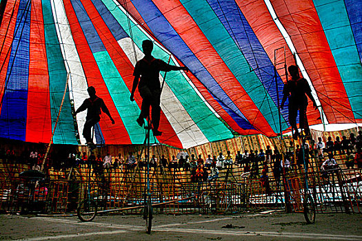 马戏团,表演,达卡,孟加拉,七月,2008年