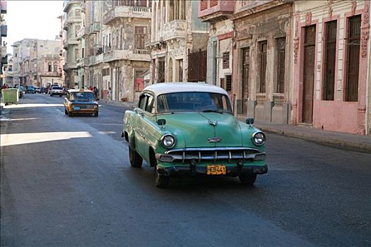老爷车,驾驶,街道,哈瓦那,古巴,加勒比海,美洲