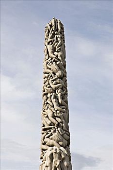 独块巨石,柱子,福洛格纳公园,奥斯陆,挪威,斯堪的纳维亚,欧洲
