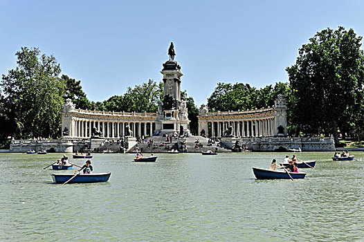 旅游,船,正面,纪念建筑,公园,马德里,西班牙,欧洲