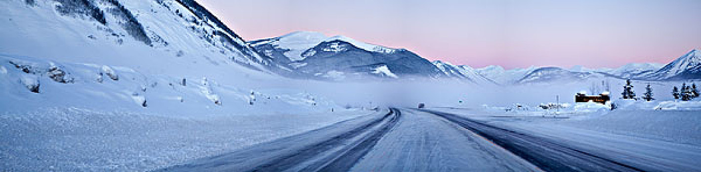 积雪,道路,通过,山峦,公路,科罗拉多,美国
