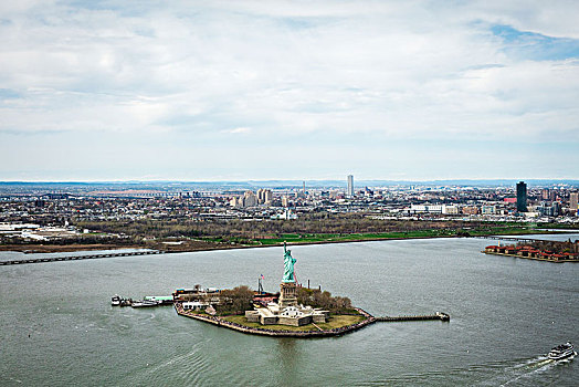航拍,自由岛,自由女神像,纽约,美国