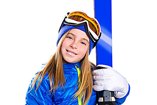 儿童,女孩,滑雪,雪,护目镜,冬天,毛织品,帽子