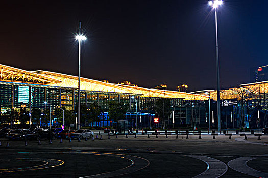 苏州金鸡湖月光码头夜色风景