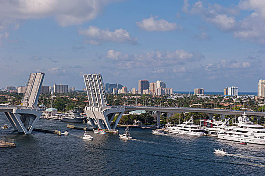 劳德代尔堡,佛罗里达,美国,开合式吊桥