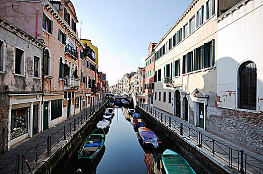 船,房子,运河,威尼斯,威尼托,意大利,欧洲