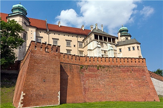 风景,皇家,城堡,克拉科,波兰,蓝色背景,天空,背景