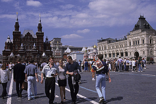 俄罗斯,莫斯科,红场,历史,博物馆,背景,右边,人