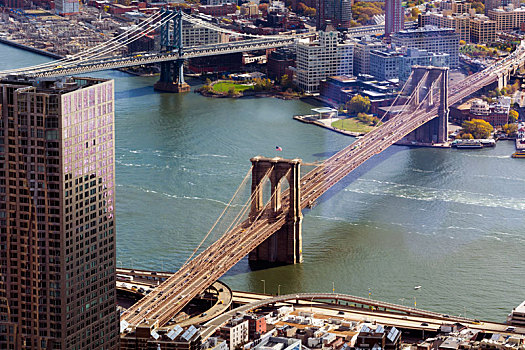 航拍,布鲁克林大桥,曼哈顿大桥