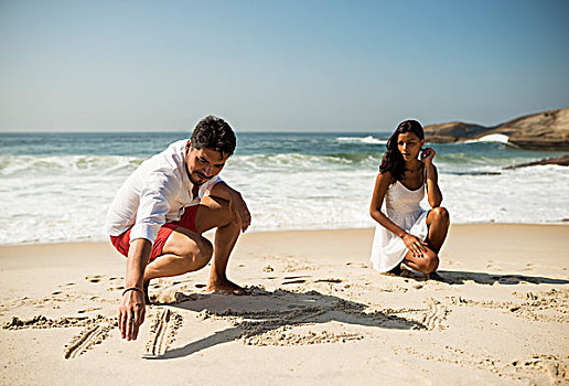 情侣,文字,沙子,海滩,里约热内卢,巴西