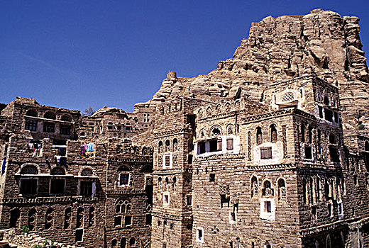 亚洲,中东,也门,图拉,老,砖砌建筑