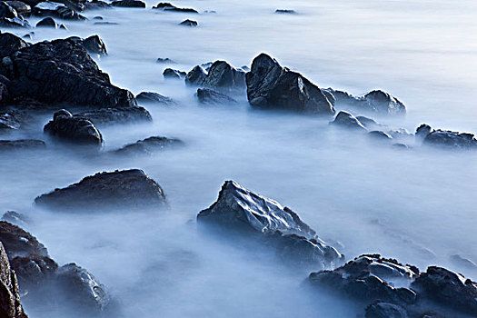 石头,海浪,沃利斯,沙,州立公园,新罕布什尔