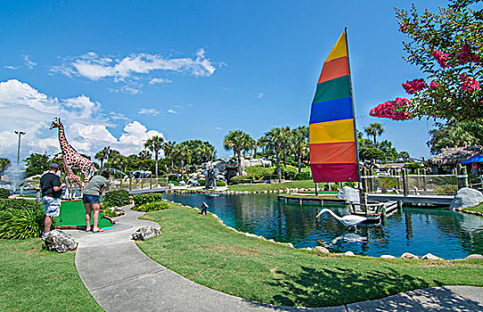 巴拿马城海滩,佛罗里达,魅力,椰子溪,高尔夫,迷宫,小高尔夫