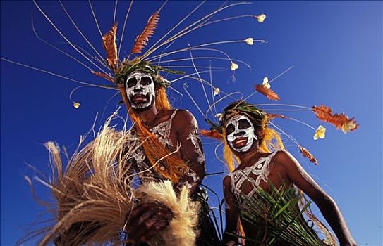 新加勒多尼亚,松树,岛屿,舞者,穿,传统服装
