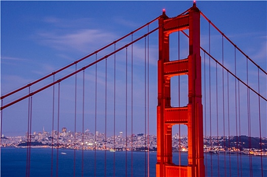 黃昏,俯视,著名,桥,旧金山