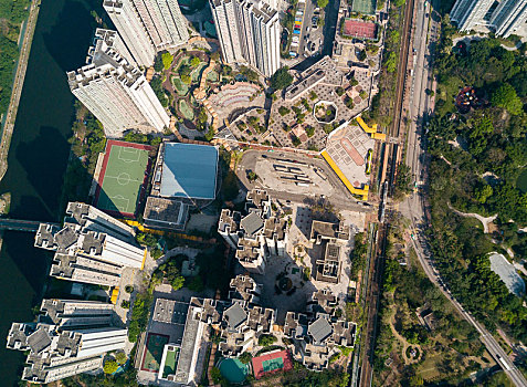 俯视,建筑,香港,城市