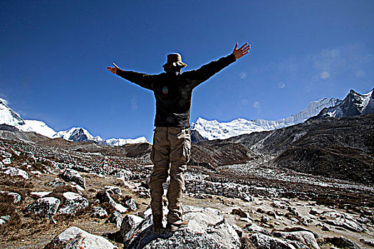尼泊尔,珠穆朗玛峰,区域,昆布,山谷,长途旅行者,岛屿,顶峰,山峦