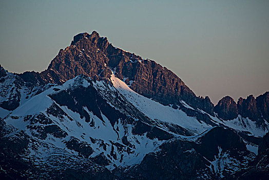 日出,高处,顶峰,早晨,亮光,阿尔卑斯山,提洛尔,奥地利