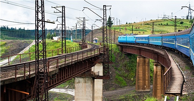列车,桥,喀尔巴阡山脉