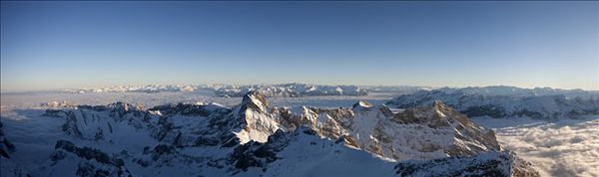 全景,顶峰,攀升,正面,瑞士,欧洲