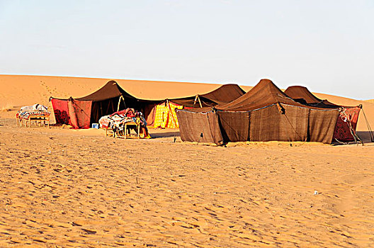 帐篷,却比沙丘,梅如卡,摩洛哥,非洲
