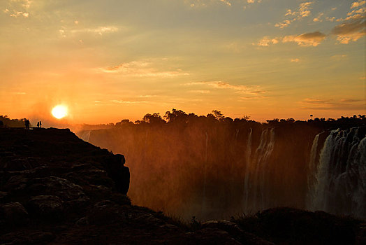维多利亚瀑布,日落,津巴布韦,非洲