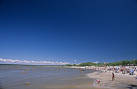 游泳,日光浴,海滩,温尼伯湖,曼尼托巴,加拿大
