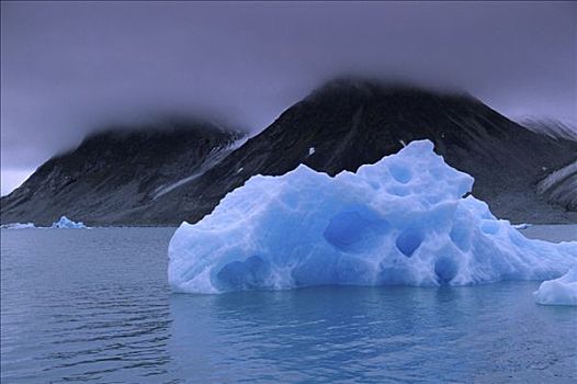 蓝色,冰山,湾,斯瓦尔巴特群岛,挪威
