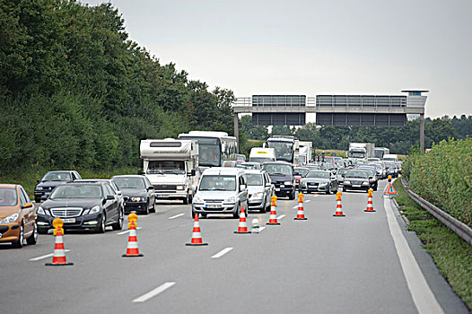交通,堵塞,跟随,严肃,道路,意外,高速公路,路德维希堡,巴登符腾堡,德国,欧洲