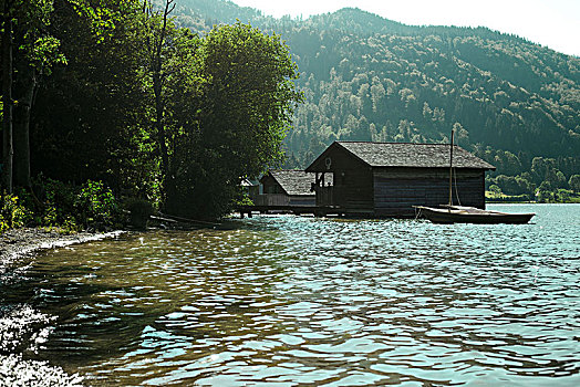 小屋,湖