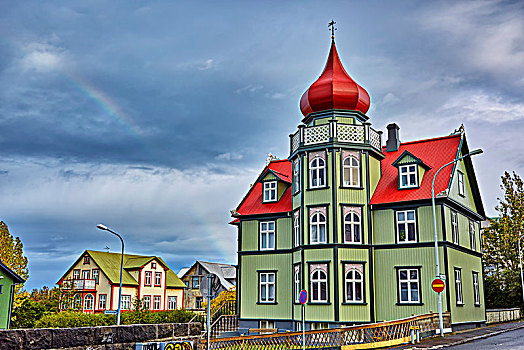 住房,房子,洋葱圆顶,雷克雅未克,冰岛,欧洲