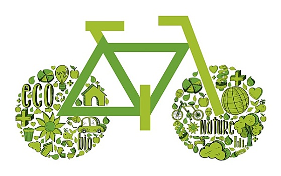 绿色,自行车,环境,象征