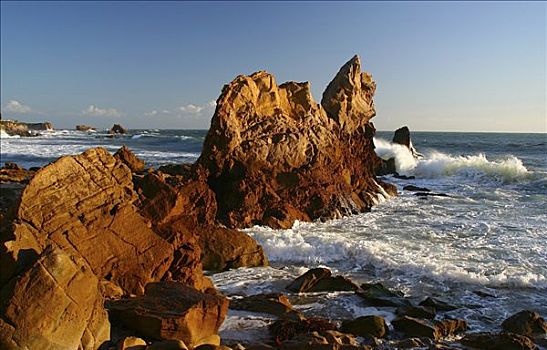 岩石构造,海中,新港海滩,加利福尼亚,美国