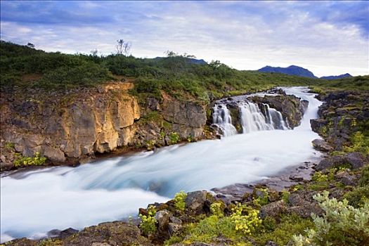河,瀑布,冰岛