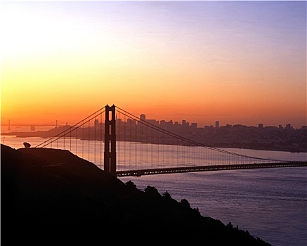 金门大桥,黎明,旧金山,加利福尼亚,美国