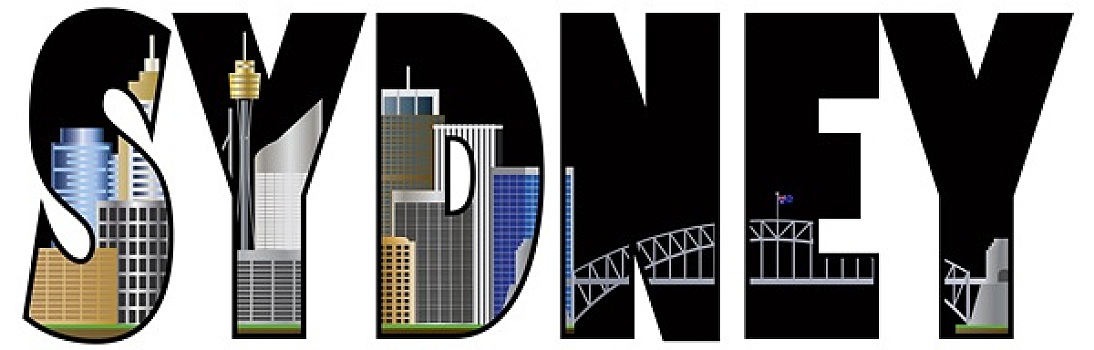 悉尼,澳大利亚,文字,轮廓,彩色,插画