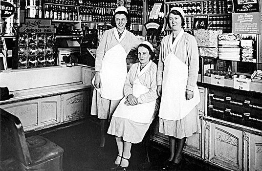 三个,女业务员,杂货店,20世纪50年代,德国,欧洲