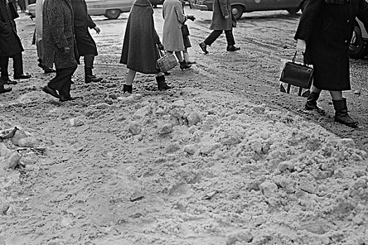 脚,行人,冰,雪,城市街道