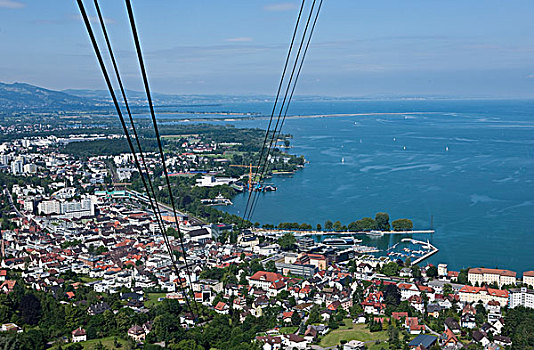 缆车,上方,布雷根茨,山,康士坦茨湖,奥地利,欧洲