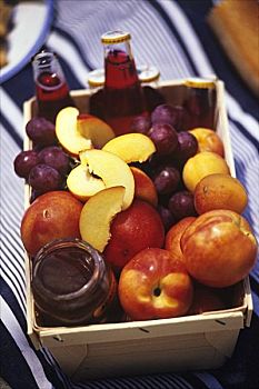 水果,果汁,刺槐,蜂蜜,篮子