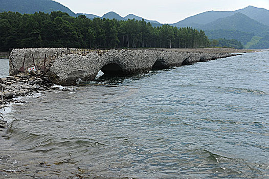 斑点,湖,河,桥,北海道,日本