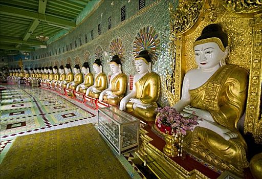 坐佛,雕塑,传说,山,曼德勒,缅甸,东南亚